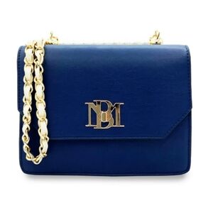 NWT BADGLEY MISCHKA Elegant Navy Blue Handbag with Gold Chain